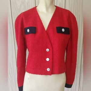 Akris jacket 38 red wool mohair blazer
